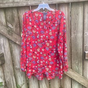flowy floral red blouse size XXL